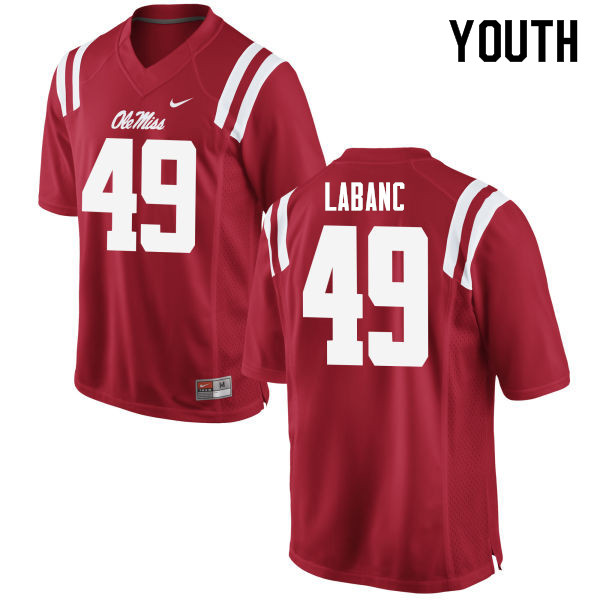Ryan Labanc Ole Miss Rebels NCAA Youth Red #49 Stitched Limited College Football Jersey VFX1758DY
